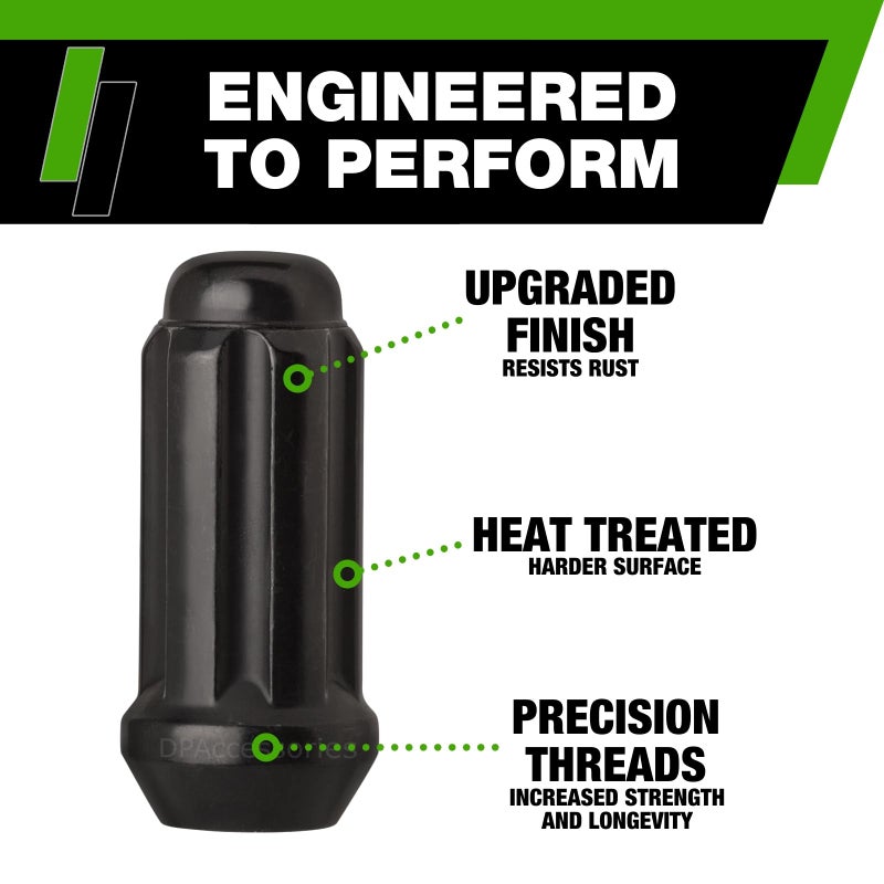 DPAccessories Black M14x1.5 Lug Nuts for Aftermarket Wheels - Closed End Duplex XL Spline Tuner - 51mm (2") Tall - Set of 24 - D5148P-2305/24 - Image 5